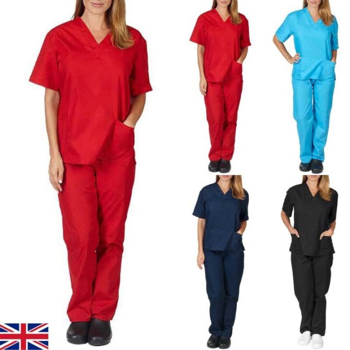 hnf531-ผู้หญิงเสื้อสครับทางการแพทย์เสื้อเครื่องแบบแพทย์พยาบาลทันตแพทย์ชุดโรงพยาบาลชุดกางเกงยาว