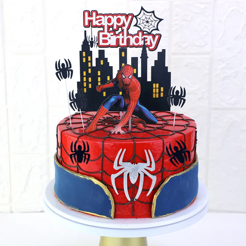 1set Spider man Theme Cake Toppers for Birthday Party Cartoon Cake Deco  Gifts | Lazada PH