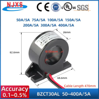 BZCT30AL หม้อแปลงไฟฟ้า30/5 50/5A 100/5 150/5 200/5 400/5 0.2คลาส AC CT เซ็นเซอร์ปัจจุบันสำหรับมิเตอร์