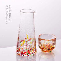 Japanese-style Colorant Glass Wineglass Olecranon Hammer Pattern Color Masters Cup Crystal Sake Glass Household tail Set