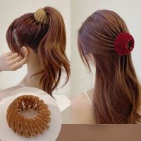 【cw】 Bun Hairpin for Ponytail Holder Hair Claw Color Clip Headwear Plate Tie Fixed Grab