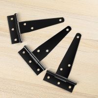 2-10inch Black T-Shaped Triangular Hinge Cabinet Shed Wooden Gate Hinge Hardware T Shape Rustproof Iron Light Duty Shed Accessor