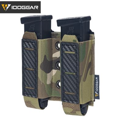 IDOGEAR มีแทคติคอลสองกระเป๋า Mag สำหรับกระเป๋าใส่หลายช่อง Baju Atasan Terbuka กระเป๋าลูกปืนไรเฟิล9มม. กระเป๋า Mag จั่วอย่างรวดเร็วน้ำหนักเบา3590