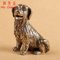 Pure Copper Cute Zodiac Animal Dog Figurines Miniatures Desktop Ornaments Crafts Collection Vintage Home Decorations Accessories