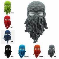 Novelty Handmade Funny Tentacle Octopus Hat Crochet Cthulhu Beard Beanie Men 39;s Women 39;s Knit Wind Mask Cap Halloween Animal Gift