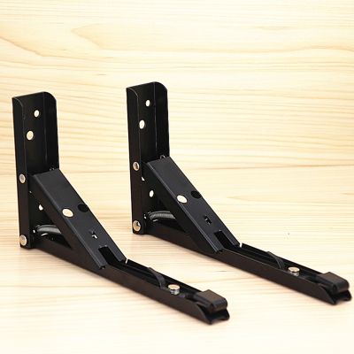 2PCS10 Inch Black Metal Folding Angle Bracket Heavy Support Adjustable Wall Mounted Bench Table Shelf Bracket 245mm x 135mm