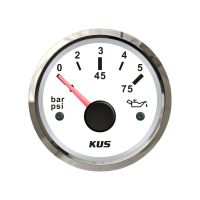 KUS 52Mm Oil Pressure Gauge Meter 0-5Bar 0-10Bar For Marine Auto With Backlight 12V/24V