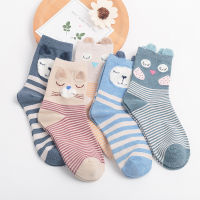 5Pairs New Spring Autumn Women Cotton Socks In tube Animal Ear Cute Socks Fox Bear Soft Cartoon Socks Girl