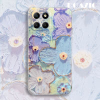 ROAZIC เคสสำหรับ Honor X8A 5G/Honor X8 5G/Honor X6เคสโทรศัพท์ภาพวาดดอกไม้เคสนิ่มหรูหราปลอกซิลิโคนกากเพชรสีน้ำเงิน