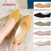 【Ready Stock】 ♈ C39 Atikota Women Flats Soft Comfortable Non-slip Single shoes Pointed Ladies Work Shoes