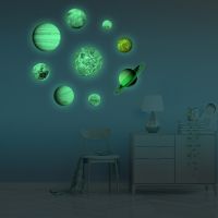 ZZOOI 9Pcs/lot Luminous Cosmic Planetary Space Wall Sticker  Poster Art Bedroom Hanging Creative Wall Decal  Home Decor