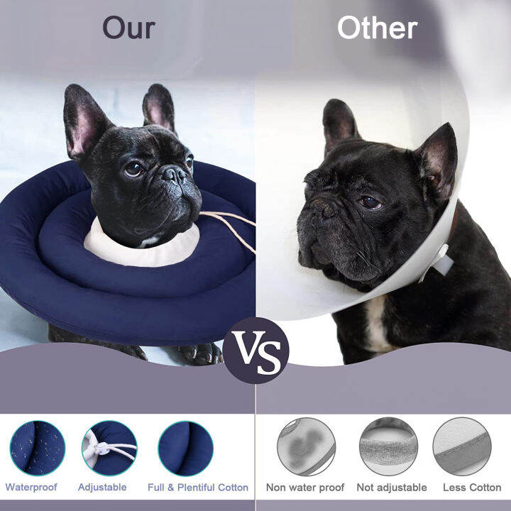 pet-recovery-collar-หลังการผ่าตัด-dog-cone-collar-with-adjustable-neck-drawstring-waterprrof-dog-protective-donut-collar-for-small-medium-large-pets