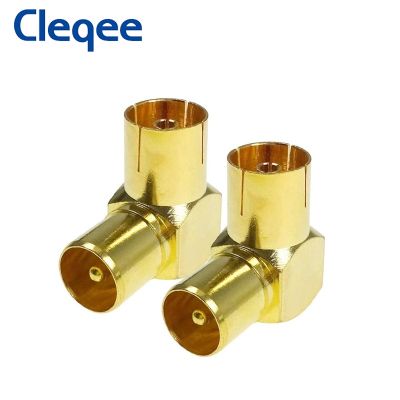Cleqee Gold Plated TV Female to TC Male Right Angle Coax Adapter RF Antenna Cable Connector