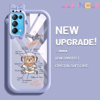 Jlingji เคสสำหรับ OPPO Reno 5 4G Reno 5 5G Reno5 K Find X3 Lite เคสลายหมีนักบินอวกาศนาซ่าเคสนิ่มซิลิโคนหนาเคสกันกระแทกทนทานต่อการตกและทนต่อการเสียดสีเคสโทรศัพท์แบบใส