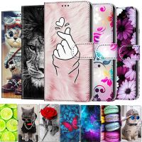 Leather Flip Phone Case For OPPO A53 A53S A54 A74 5G A15 A15s A52 A92 Wallet Card Holder Stand Book Cover Cat Flower
