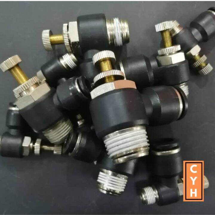 SL Pneumatic Throttle Valve 01 02 03 04 Male Thread Air Flow Speed
