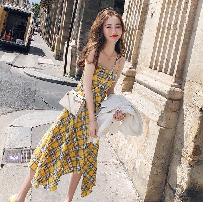 Quilla ชุดเดรสสายเดี่ยว เดรสยาว กระโปรงทรงระบาย  Premium Korean Womens Dress Collection