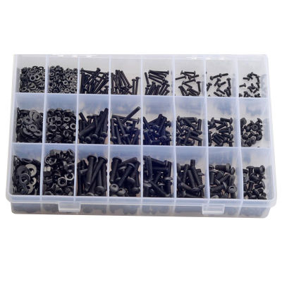 1080Pcs M2M3M4 10.9 Level Flat Round Head Pan Head Hexagon Socket Nut Flat Washer Combination Set