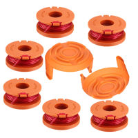 6Pcs Spool Line WA0004 &amp; 2Pcs ฝาครอบ WA6531 Fit สำหรับ Worx Trimmer WG163 WG160 WG157 WG166 WG155 WG180 WG175 WG170