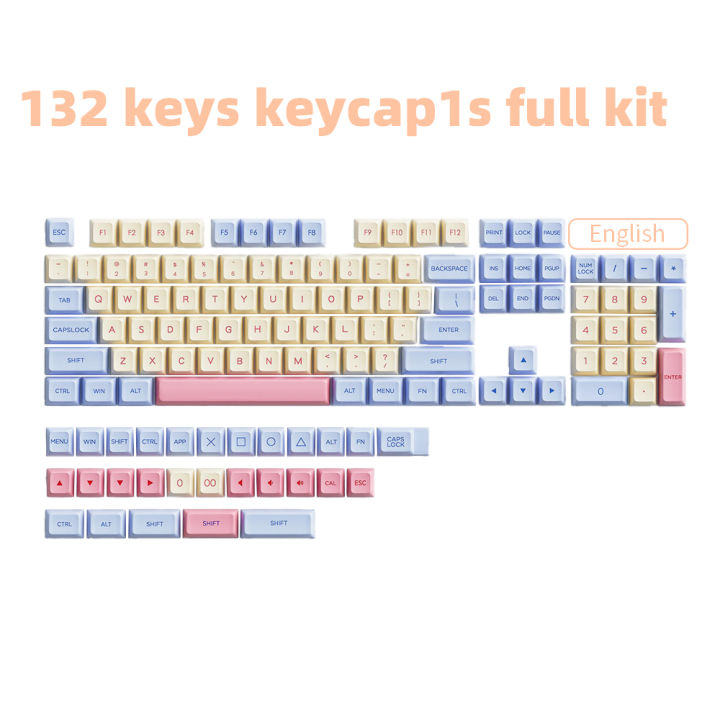 pbt-keycaps-132คีย์-marshmallow-ภาษาอังกฤษน่ารัก-xda-profile-custom-keycaps-สำหรับ-cherry-gateron-mx-switches-คีย์บอร์ดเครื่องกล