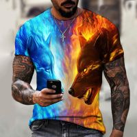 fashionable Wolf Animal 3d Print Mens s Summer Street Crew Neck Loose Short Sleeve Oversized t Shirt for Men Clothing Tops Tees Unisex comfortable