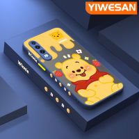 YIWESAN เคสสำหรับ Huawei P30 P30 Pro,เคสช้อนส้อมมีดหมีพูห์ลายการ์ตูนวินนี่เคสโทรศัพท์แบบแข็งฝ้ากันกระแทกขอบสี่เหลี่ยมซิลิโคนนิ่มเคสป้องกันกล้องฝาปิดเลนส์เต็มรูปแบบ