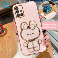 YiaMia เคสโทรศัพท์แฟชั่นสำหรับ Samsung กาแล็คซี่ A14 A11 A31 A51 A71 M23 M30S A81 A24ที่ A54 A34 A04E M53 M21 M11ฝาครอบโทรศัพท์ตัวยึดกระจกแต่งหน้ารูปกระต่ายน่ารัก M33