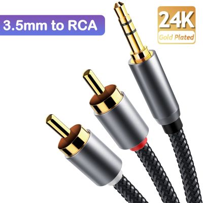 3.สายเคเบิล5มิลมิเมตรถึงอาร์ซีเอยาว2ม. 6ฟุตสายเสียง RCA ชุบ24K สายสเตอริโอ Aux ตัวผู้กับตัวผู้รางช่องยูเอสบี Y