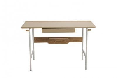 Modernform โต๊ะทำงาน WHOMO 120X60X75 ท็อปMDFทำสีเบจ/ขาเหล็กขาว