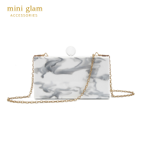 Miniglam White Marble Acrylic Box Clutch Bag กระเป๋ากล่องคลัชท์อะคริลิคลายหินอ่อนสีขาว