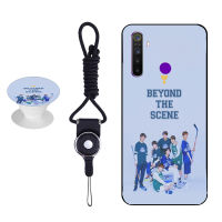 BTS เคสโทรศัพท์สำหรับ OPPO Realme 5 Pro/ Realme Q ซิลิคอนนุ่มกรณีที่มีรูปแบบเดียวกันแหวนและเชือก