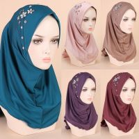 【YF】 Muslim Rhinestone Hijab Head Cover Turban Cap Prayer Khimar Malaysia Headscarf Arab Shawls Wrap Women Headwear