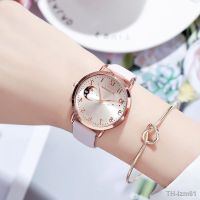 ⌚ 2021 Trendy Star and Moon Pattern Womens Watch Simple Bracelet Belt Rose Gold Student Wristwatch