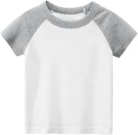 Toddler Kids Baby Boys Girls Color Block Short Sleeve Crewneck T Shirts Tops Tee Clothes for Children (Grey, 1-2 Years)