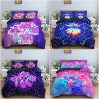 Psychedelic Mushroom Duvet Cover Queen Size Luxury Bedding Set Soft Microfiber Quilt Cover Set Comforter Bedding Home Textiles