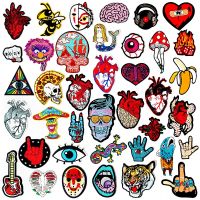 SKULL HEART EYE DIY Child Patches Embroidery For T-Shirt Iron On Appliques Clothes Jeans Stickers Badges Parche ROCK MUSIC PUNK Haberdashery