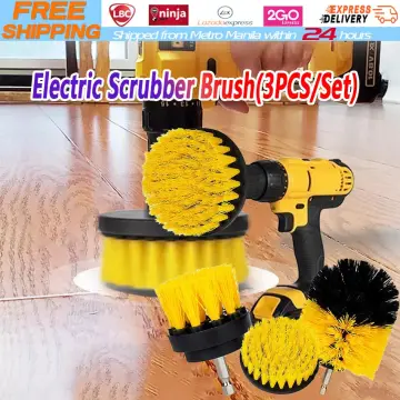 2-4 Inch Yellow Electric Drill Cleaning Brush Electric Brush Bit Grout Tile  Clean Brush Tire Cleaning Brush Home Cleaning Tool