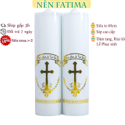 Nến thánh giá Trắng Fatima Thánh Giá Chúa - Alpha Omega - Hàng Cao Cấp