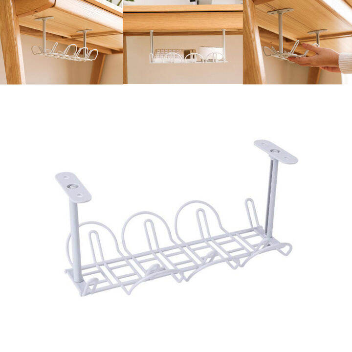 1Pc Under Desk Hanging Management Tray Table Bottom Power Cable
