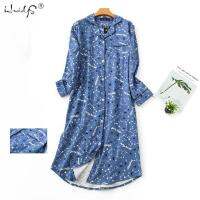 Nightgown Pyjamas Womens Sleepwear Lady Cotton Long Nightdress Plaid Cartoon Pyjamas Loungewear Nightwear With Pocketed