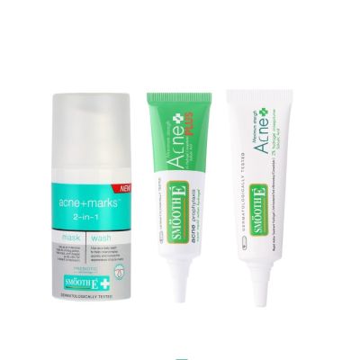 Smooth E Acne Medication Set เซ็ทพิเศษ ดูแลผิวหน้า รักษาสิว 3 Step ล้างหน้า ดูแลสิว มาสก์หน้า สมูทอี