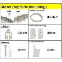 3M รางม่านโค้งงอได้4ม. 6ม. ชุดสกรูสำหรับหน้าต่างโค้งตรงอุปกรณ์ตกแต่งผ้าม่านและผ้าม่านในบ้าน