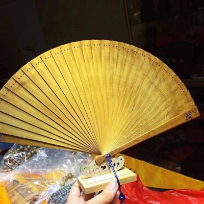 ▨✖  Gold-rimmed nanmu folding fan fan dance log manual fan waves Chinese style restoring ancient ways mandarin fan folding office furnishing articles