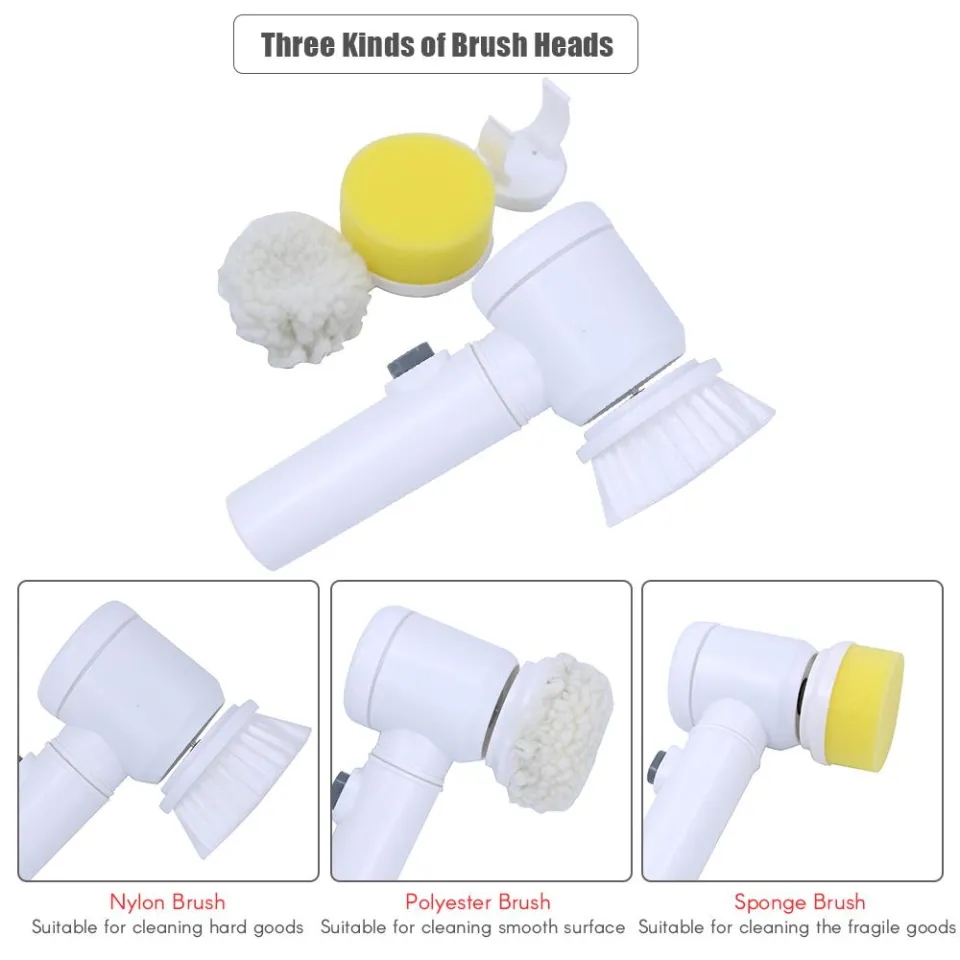 Electric Cleaning Brush 5-in-1 Magic Battery Powered Scrubber for Kitchen  Bathroom Tub Shower Tile Carpet Bidet Sofa 