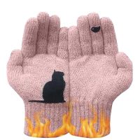 Cat Fan Cotton Gloves Cat Fan Cotton Full Fingers Gloves Women Warm Gloves For Cold Weather Cat And Bird Print Gloves For Winter