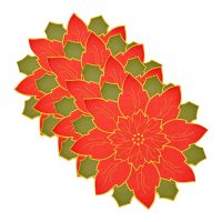 Christmas Placemat Set of 4, with Red Flower Printed, Non- Place Mats Washable Place Mats for