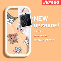 เคส JIUMOO สำหรับ VIVO Y22 Y22s เคสนิ่มลายการ์ตูนหมีน้อยน่ารักและกระต่ายน้อยน่ารักกรอบเคสใส่ Tpu เคสกันกระแทกกล้อง