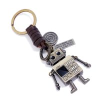 【CW】 personality retro hands and feet movable robot leather men  39;s car key chain creative girls bag pendant