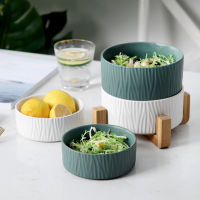 Creative Stackable Ceramic Fruits Bowl Porcelain Food Salad Dessert Bowl With Wooden holder Tableware Kitchen Container Storage