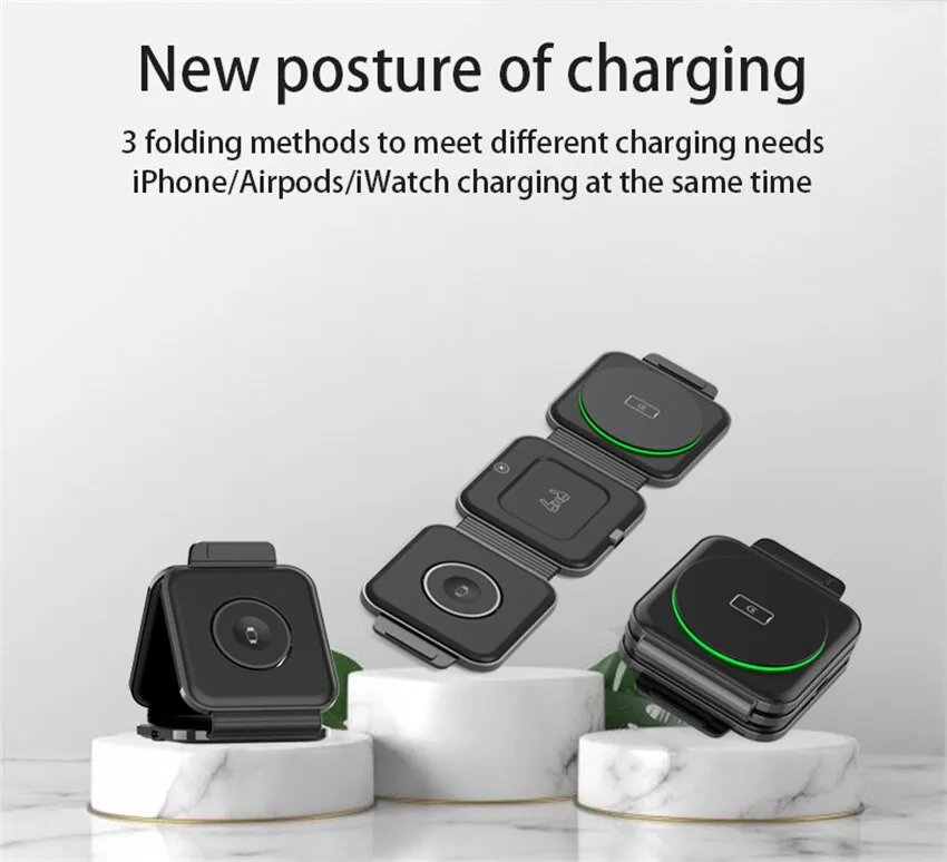 Qi Fast Wireless Charger Stand For Iphone 11 12x 8 Plus Apple Watch 4 In 1  Foldable Charging Dock Station For Airpods Pro Iwatch - Wireless Chargers -  AliExpress